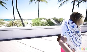 Teenage Cutie's First Time on Camera in Public at The Beach