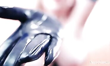 Dominatrix Fetish Play - Latex Gloves Bondage with Submissive Guy in HD