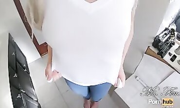 Rock Hard Boobs - Sexy MILF with Big Natural Breasts Shows Off Her Body