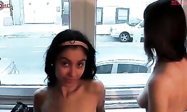 Teens Orgasm in Public Window View - Group Sex Party with Older Men