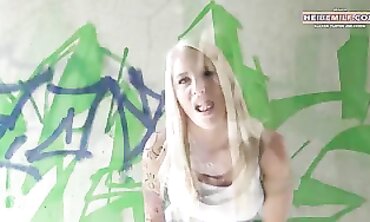 Blonde MILF Rough Sex in Public Parking Garage