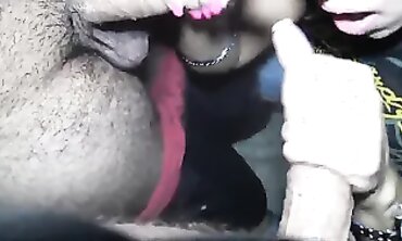 Grandma's Oldest Granddaughter Gives Double Blowjob & Swallows Twice