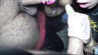 Grandma's Oldest Granddaughter Gives Double Blowjob & Swallows Twice