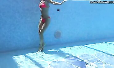 Mary Kalisy Strips Nude By The Pool