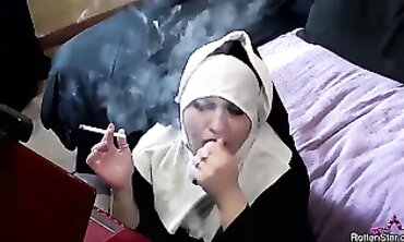 Smoking Nun Alhana Winter Takes Big Vibrator Anal on Live Webcam