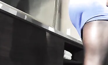 Ebony Amateur Shows Off Her Wet Crotch And Big Clit Upskirt