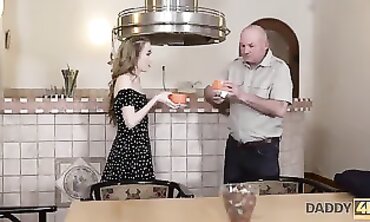 DADDY4K. Bored sizzling gets tempted by her boyfriends elderly parent