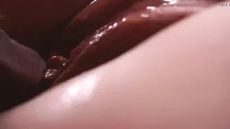 Extreme Close-Up of Creampie Leaking Down the Cunt