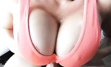 Oiled Blonde MILF Titfuck in Sports Bra