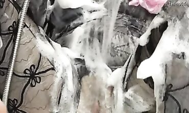 Russian Brunette Solo Masturbation in the Shower