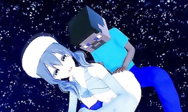 3D Anime Fuckfest with Minecraft Skeleton Mob Talker