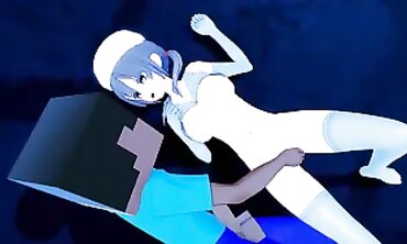 3D Anime Fuckfest with Minecraft Skeleton Mob Talker