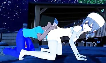 3D Anime Fuckfest with Minecraft Skeleton Mob Talker