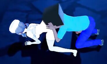 3D Anime Fuckfest with Minecraft Skeleton Mob Talker