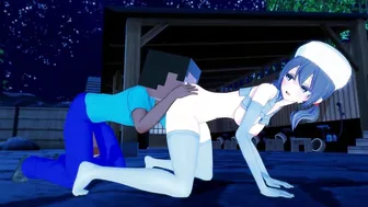 3D Anime Fuckfest with Minecraft Skeleton Mob Talker