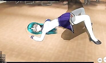 3D Anime college girl with Glasses Gets Poked by Director