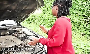 Busty African Beauty Pays Her Mechanic With A Wild Orgy