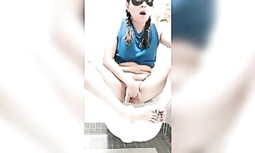 Joy Pisses and Masturbates in a Public Restroom