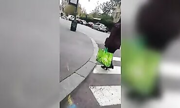 Mature Blonde Milf Flashes and Gives Handjob in Public