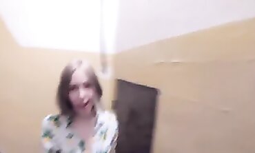 Blonde Gives POV Blowjob In The Elevator