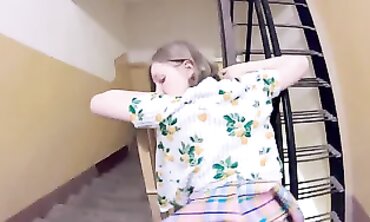 Blonde Gives POV Blowjob In The Elevator
