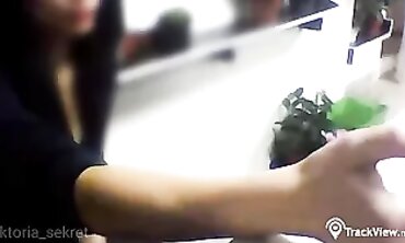 Brunette Shopkeeper Gets Excited by Russian Plumber