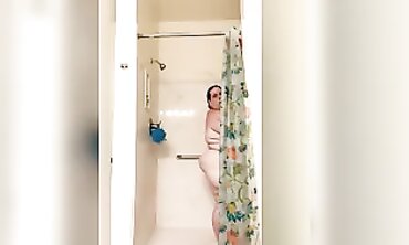 BBW with Big Tits and Ass Enjoying a Shower