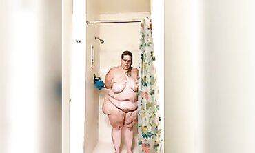 BBW with Big Tits and Ass Enjoying a Shower