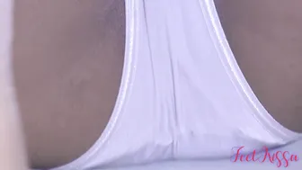 FeetKissa in Milky Bodysuit, Shiny Stockings & High Heels