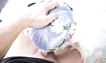 Super-Hot Maid Rem Cosplay Gives First Blowjob and Rough Sex