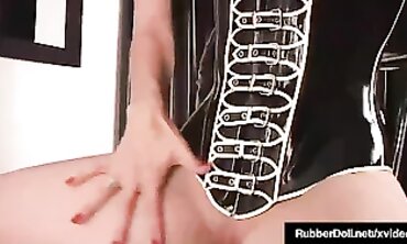 Busty Brunette Molly Uses Vibrator In Latex Corset