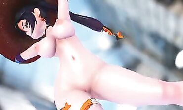 MMD Mona Jiggles Her Big Ass for a Public Group Sex