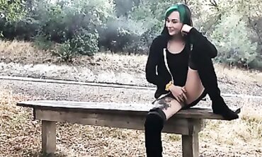 Outdoor Public Pissing and Squirting Masturbation