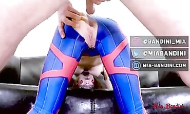 D.Va Cosplay Brunette Gets Anal Creampie and Throated