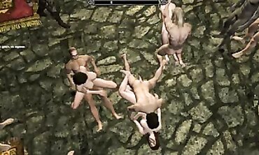 Skyrim Group Sex Party: Couples Threesome Orgy
