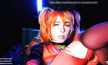 Asuka Langley Cosplay Gets Dirty Blowjob and Creampie