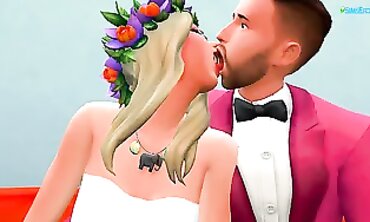 Newlywed Sim Couple's Intimate Honeymoon Adventure - Virtual Sex Experience