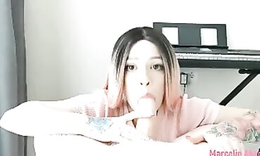 barely legal Marcelin Abadir Delivers a Deep Throat Blowjob and Swallows Cum