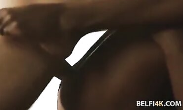 Dark-hued yoga coach cant tolerate herself and takes her clie