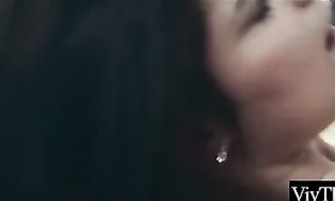 Super-hot dark-haired lezzies finger each others sodden vags