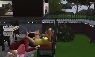 Freundin im Garten - Redheads Caboose-to-Arse Restrain bondage Game" (Redheaded Gf in Yard)