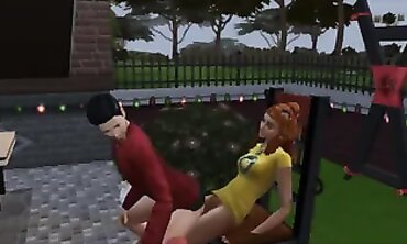 Freundin im Garten - Redheads Caboose-to-Arse Restrain bondage Game" (Redheaded Gf in Yard)