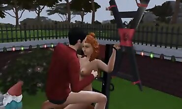 Freundin im Garten - Redheads Caboose-to-Arse Restrain bondage Game" (Redheaded Gf in Yard)