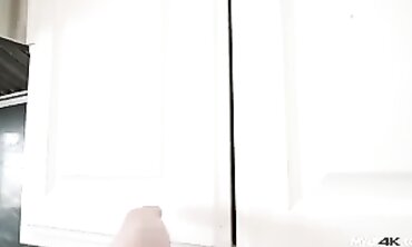 Phat blond PLUS-SIZE jumps on a man-meat