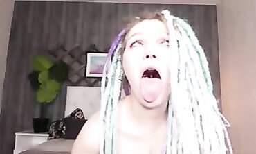 19yo Ahegao web cam foolish pounds herself wants jizm into her