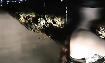 Milking into outdoors using skates and undergarments