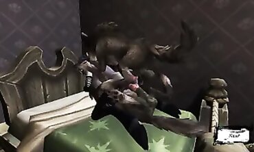 Monster Grizzlies Plumbed a gash with gullet on the Couch | three dimensional Monster Porn