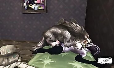 Monster Grizzlies Plumbed a gash with gullet on the Couch | three dimensional Monster Porn