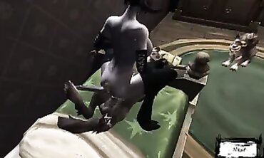 Monster Grizzlies Plumbed a gash with gullet on the Couch | three dimensional Monster Porn