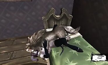 Monster Grizzlies Plumbed a gash with gullet on the Couch | three dimensional Monster Porn